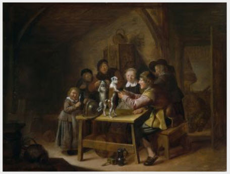 national gallery of ireland_molenaer_peasants teaching a cat and dog to dance